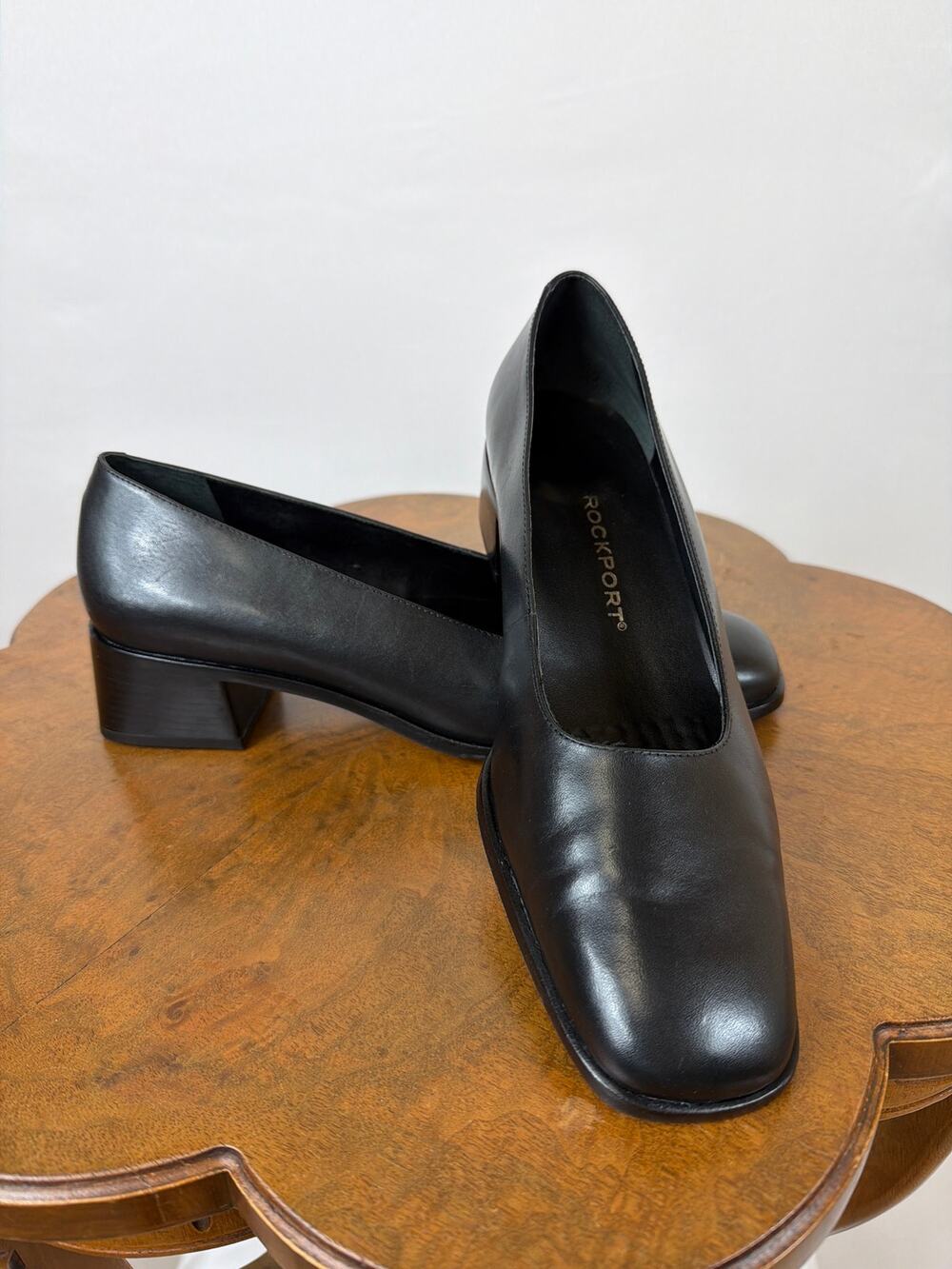 Rockport Black Leather Pumps 2 Inch Heel Made in Brazil Womens Size 10 Comfort